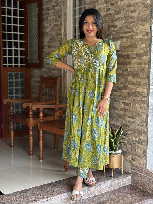 Pleated Angrakha dress PRE-ORDER - Bluebelle