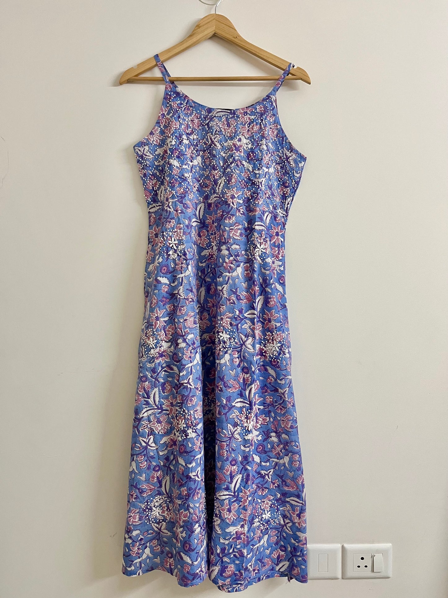 Sleeveless A-line Dress - Floral Periwinkle