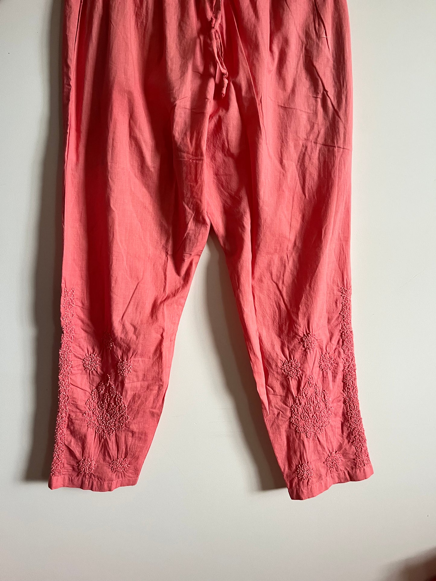 Sleeveless Aliya cut dress (with work on front and back) and pant PRE-ORDER - Neon Peach