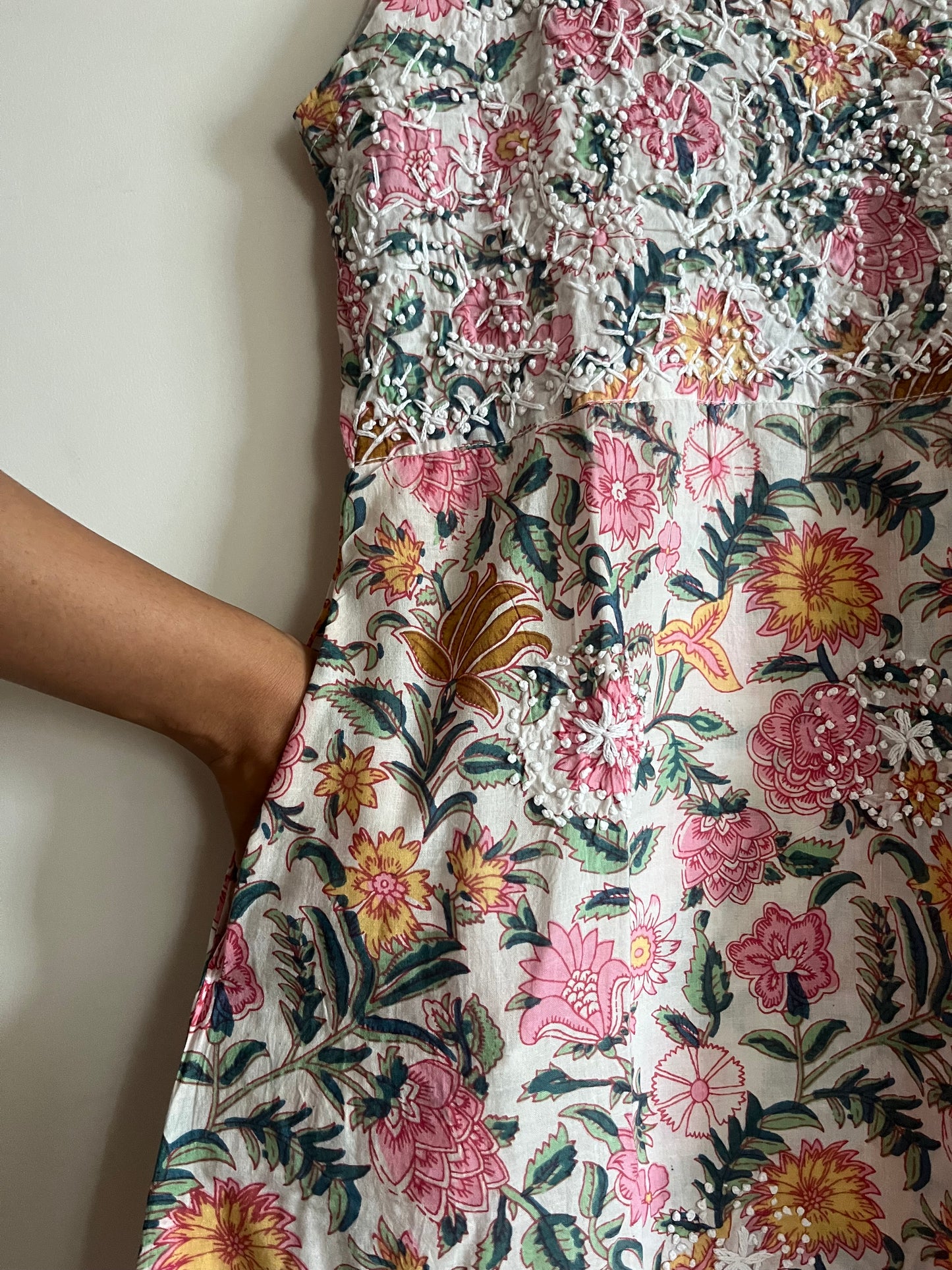 Sleeveless A-line Dress PRE-ORDER - Floral White