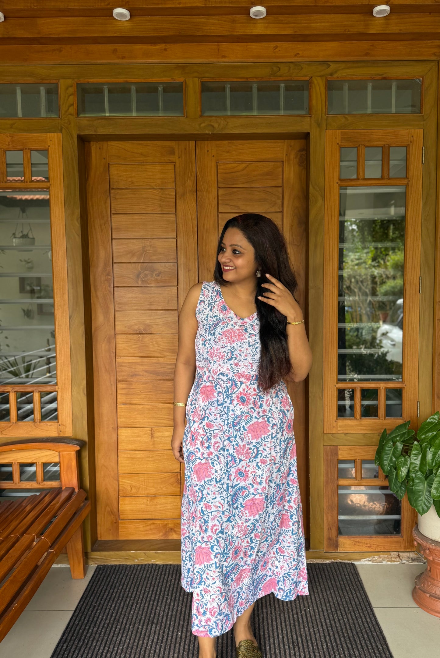 Sleeveless A-line Dress - Varnika