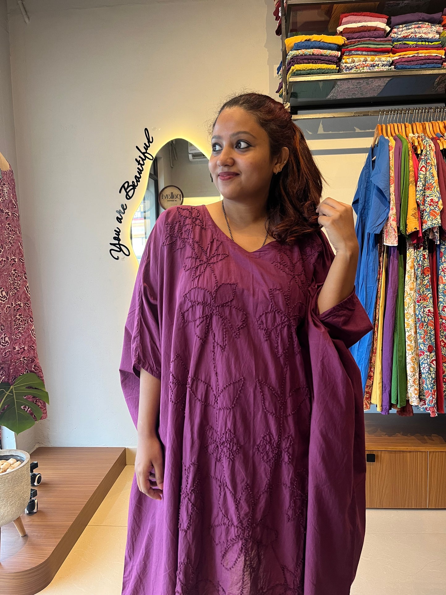 Kaftan top and pant - Wine