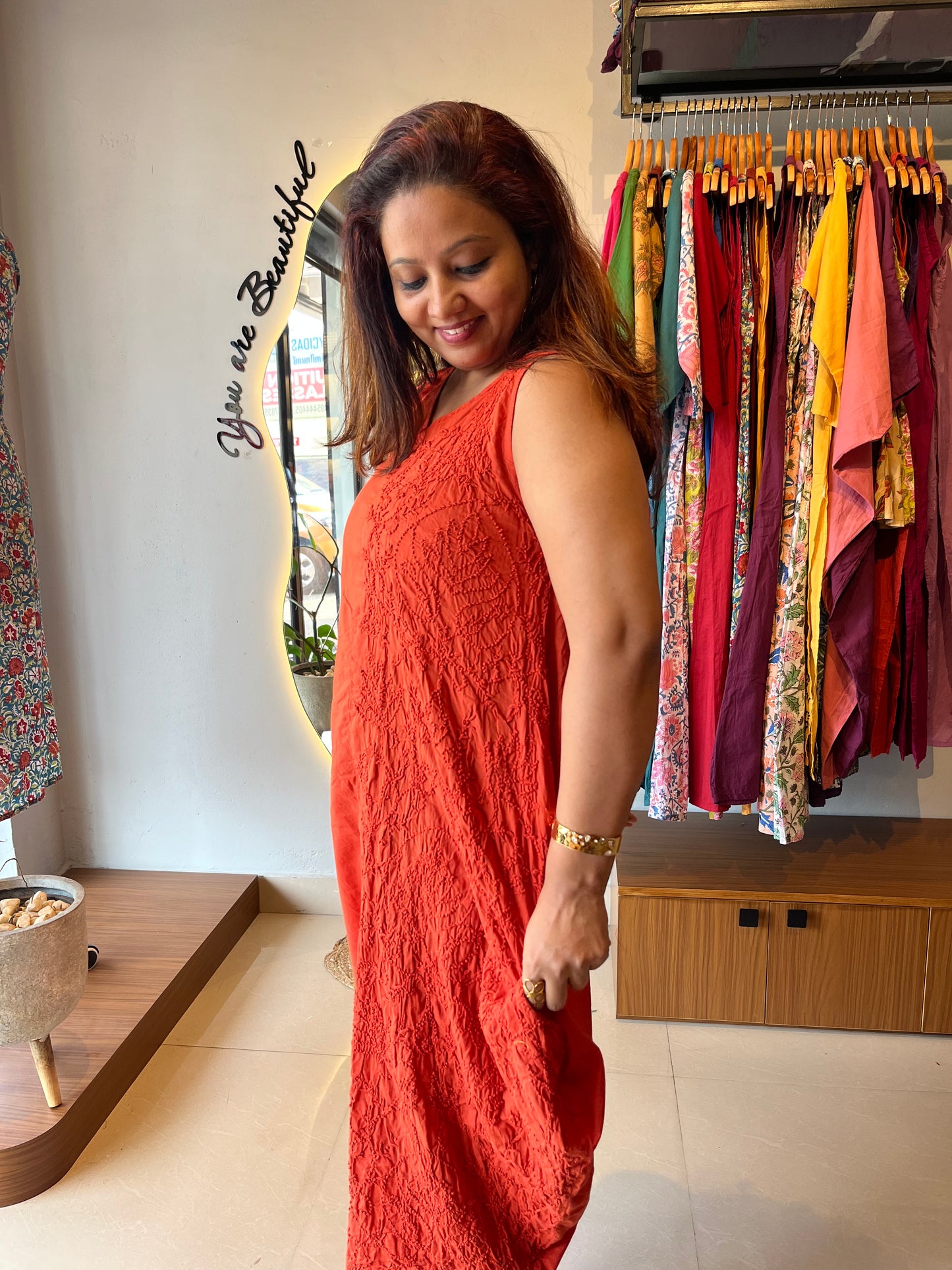 Balloon dress - Rust orange