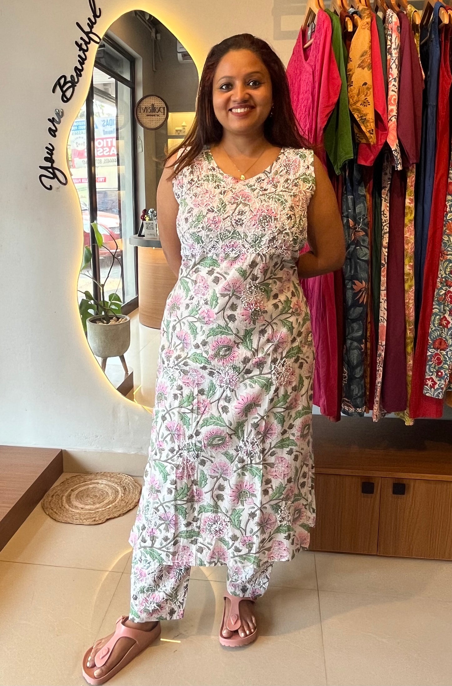 Sleeveless Straight Kurti and pant PRE-ORDER - Elena