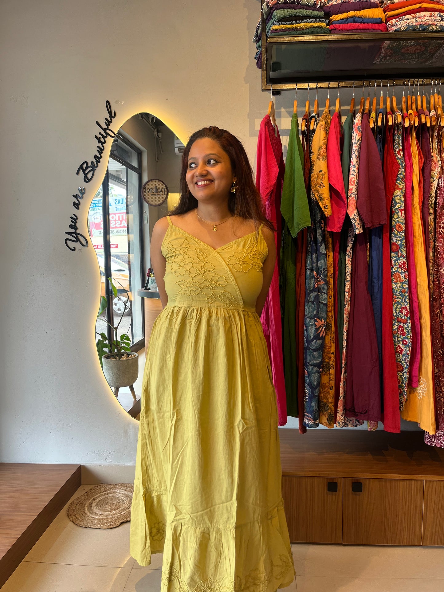 Garden whispers  Dress - Lime Yellow