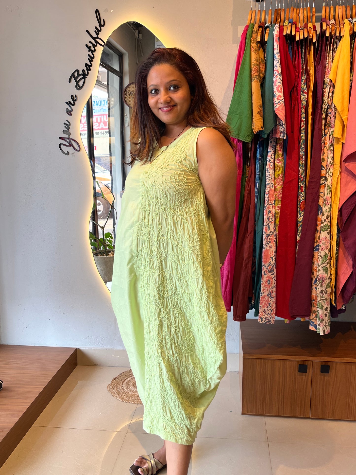 Balloon dress - Pista Green