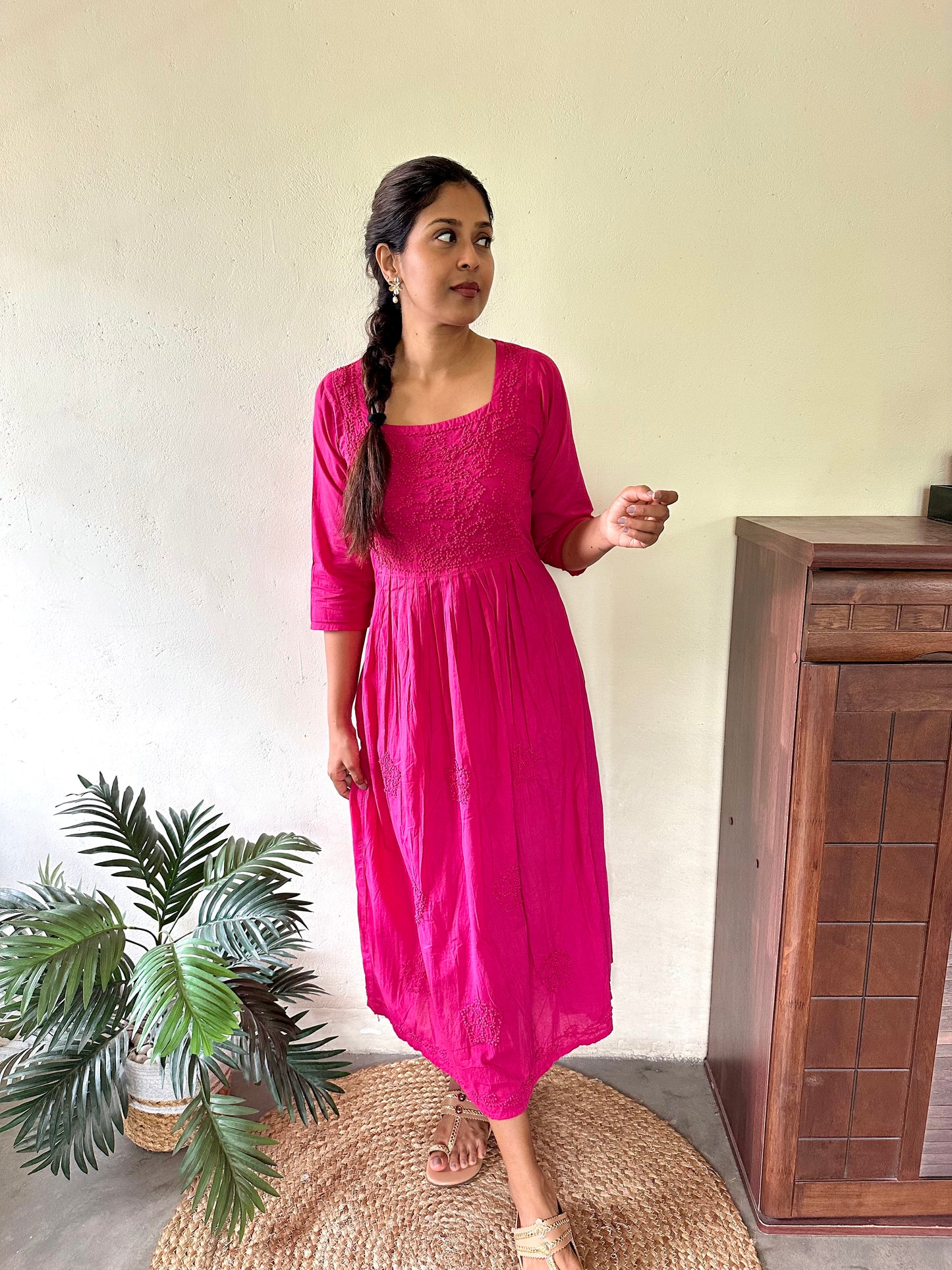 Pleated dress - Hot Pink