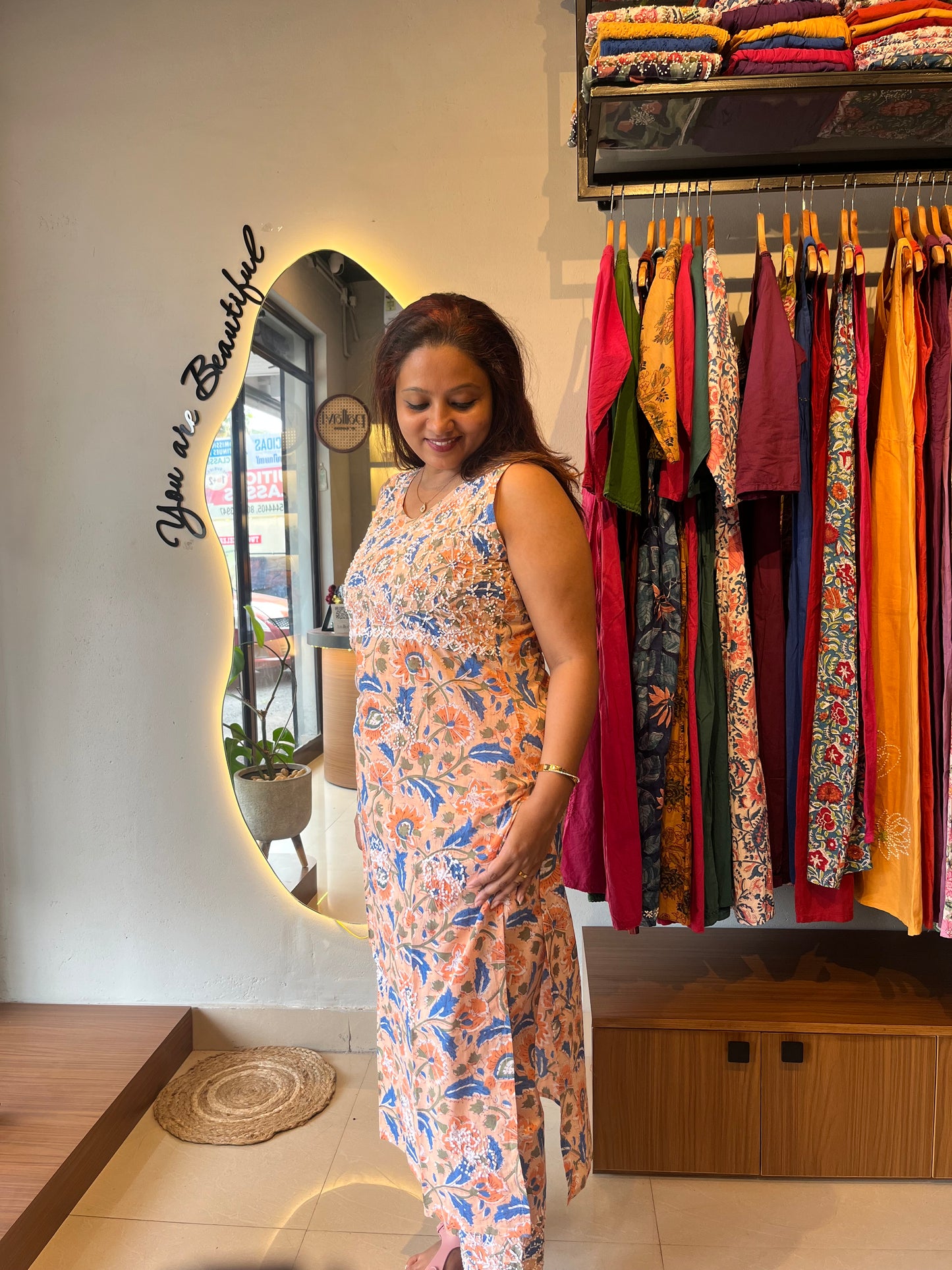 Sleeveless Straight Kurti and pant PRE-ORDER - Rhea