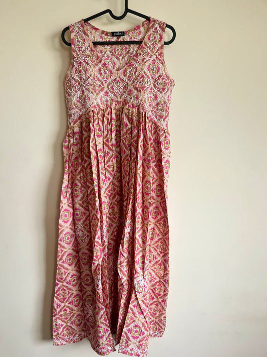 Sleeveless Aliya cut dress (with work on front and back) - Blushette