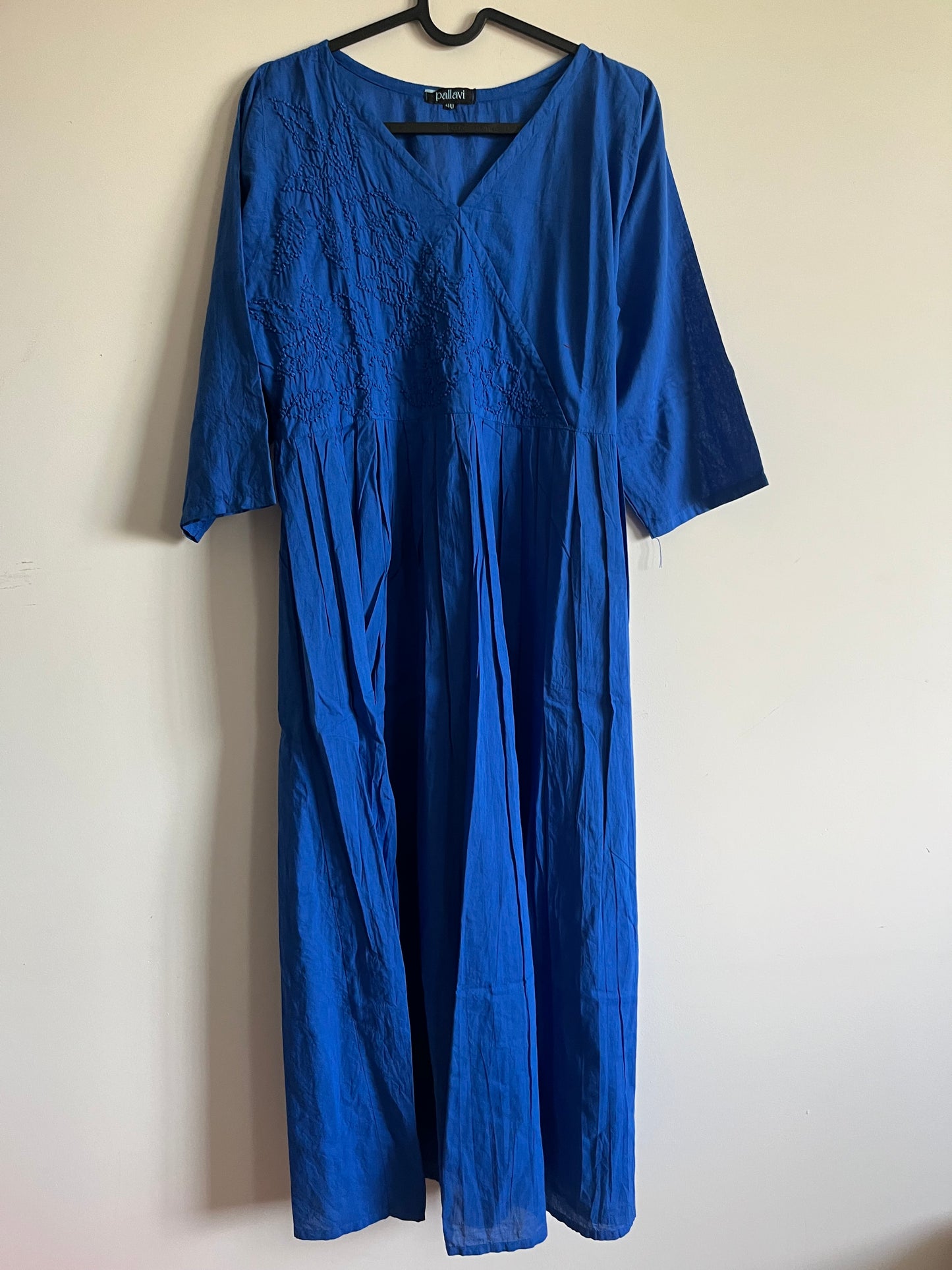 Pleated Angrakha dress - Royal Blue