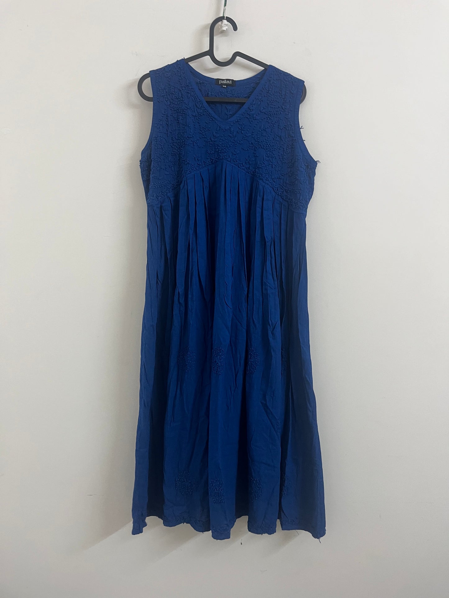 Sleeveless Aliya cut dress (with work on front and back) PRE-ORDER - Blue Sapphire