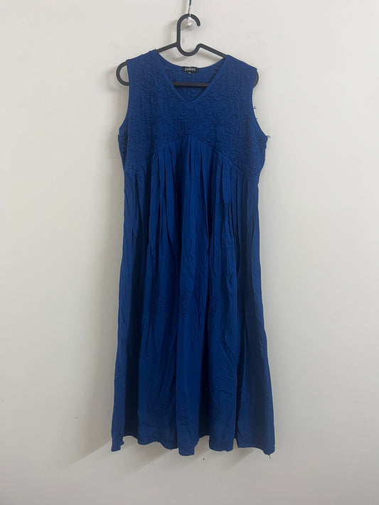 Sleeveless Aliya cut dress (with work on front and back) PRE-ORDER - Blue Sapphire