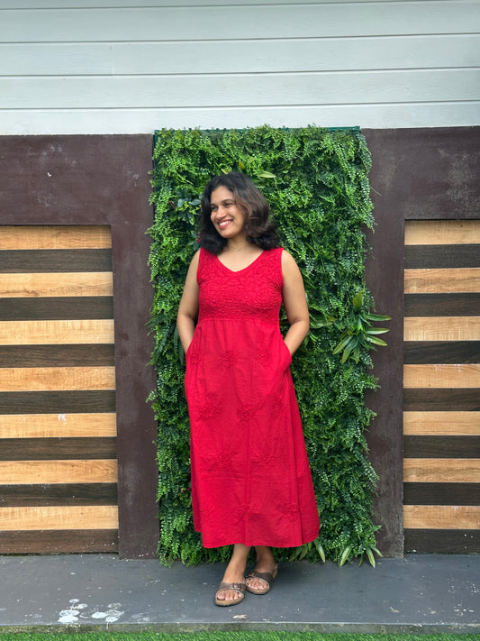 Sleeveless A-LINE Dress PRE-ORDER - Red