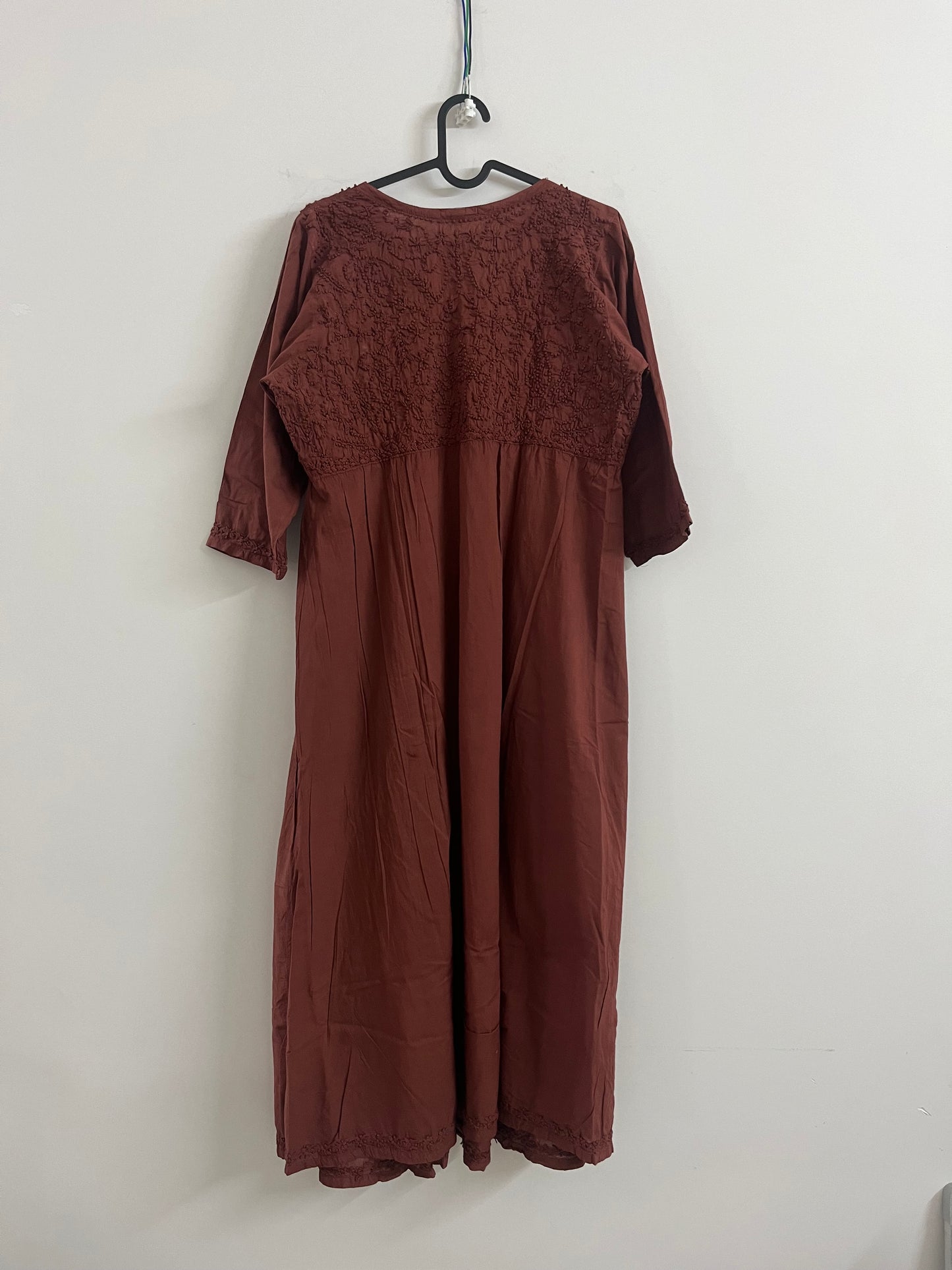 Aliya Cut Dress PRE-ORDER -Coffee brown (with work on front and back)