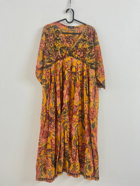 Aliya Cut Dress PRE-ORDER - Floral Yellow Red