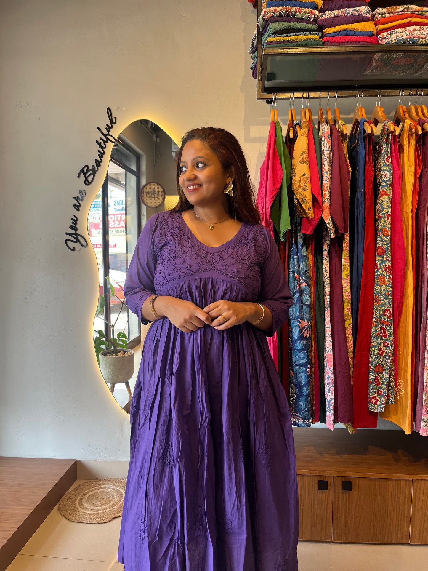 Aliya Cut Dress - Indigo