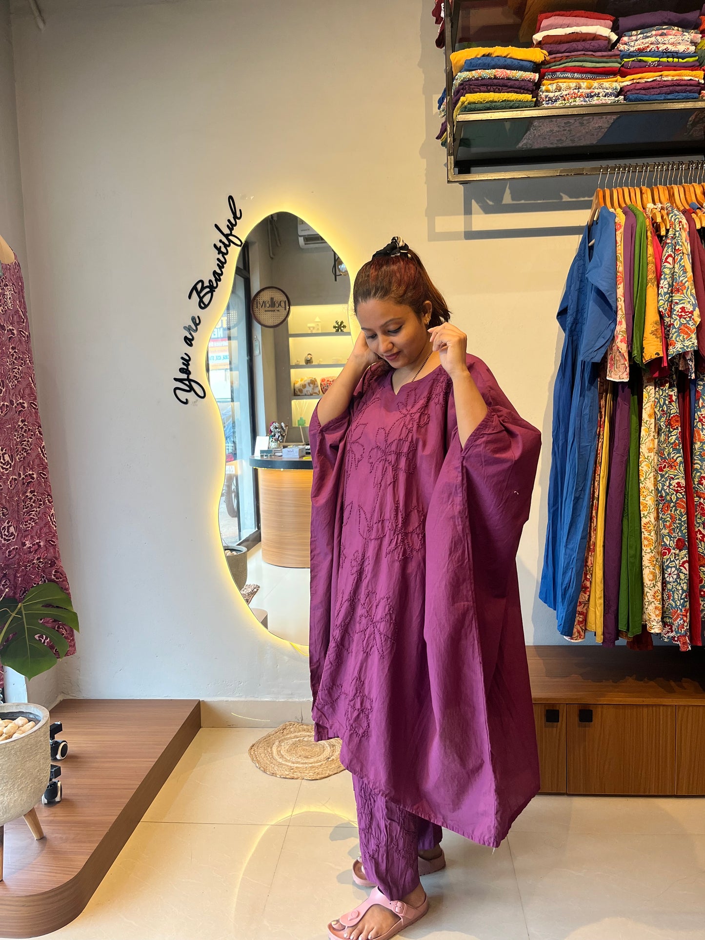 Kaftan top and pant - Wine