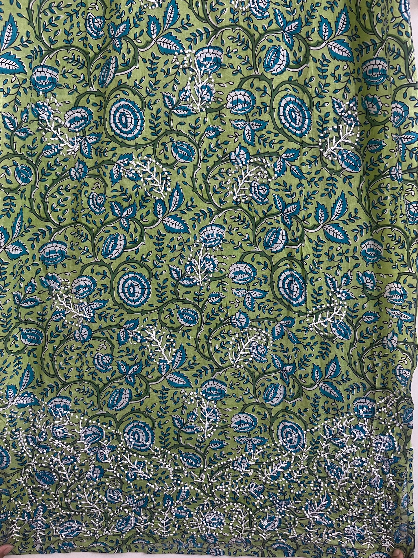 Straight Kurti - Floral Pista green