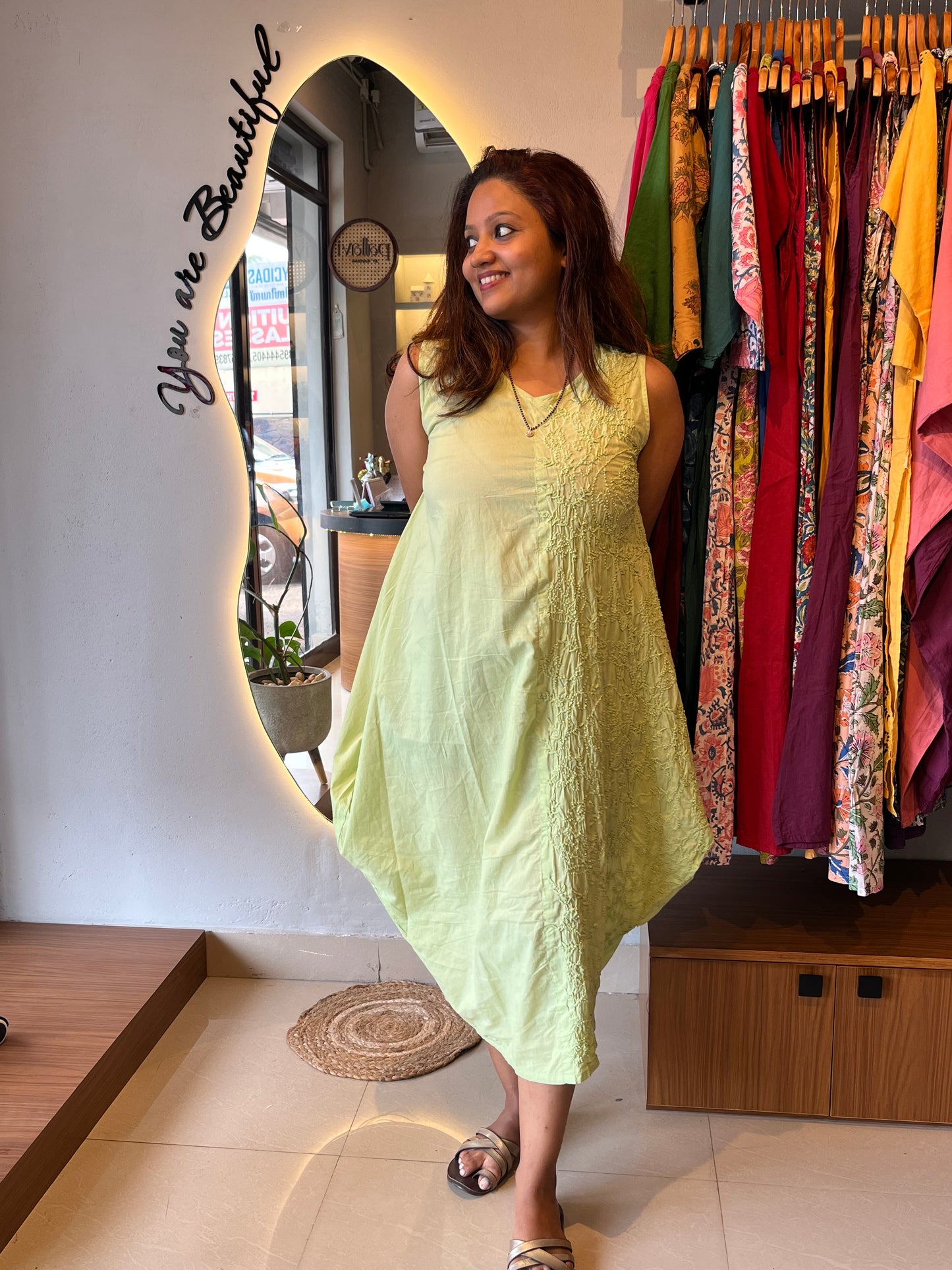 Balloon dress - Pista Green