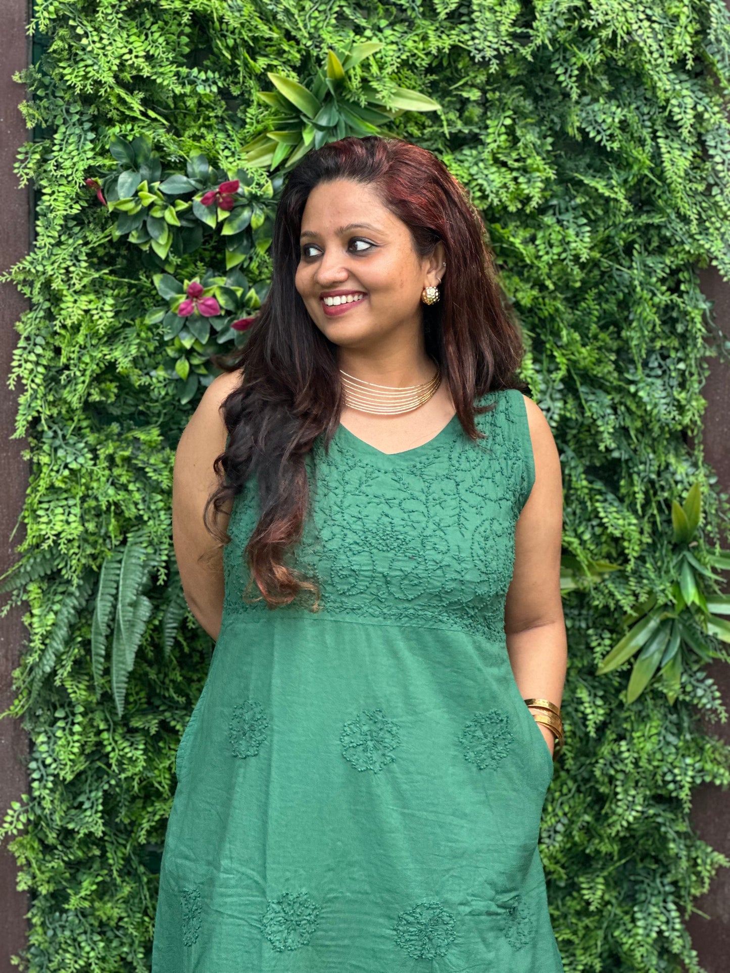 Sleeveless A-LINE Dress PRE-ORDER - Bottle green