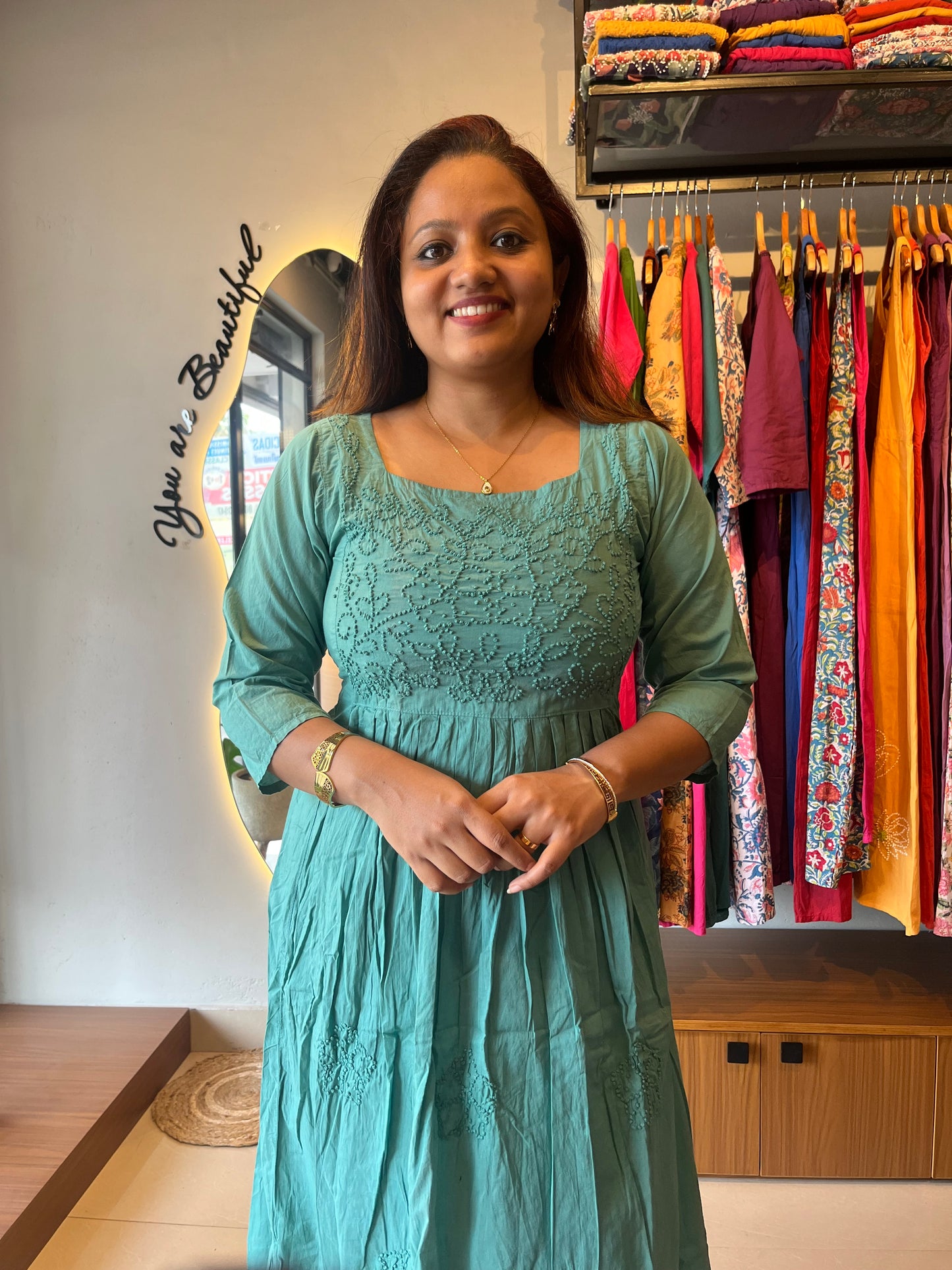 Pleated dress - Teal