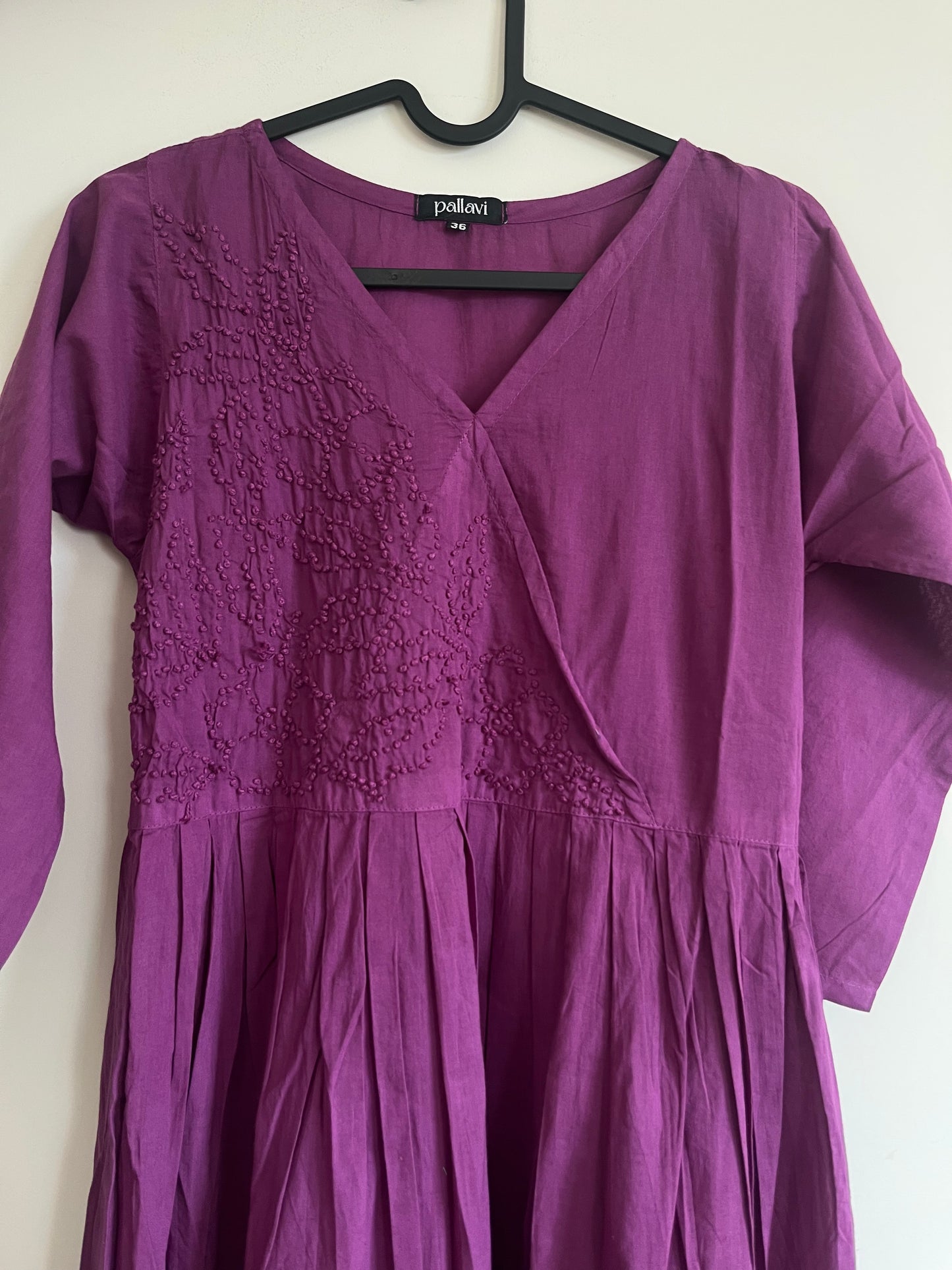 Pleated Angrakha dress - Purple