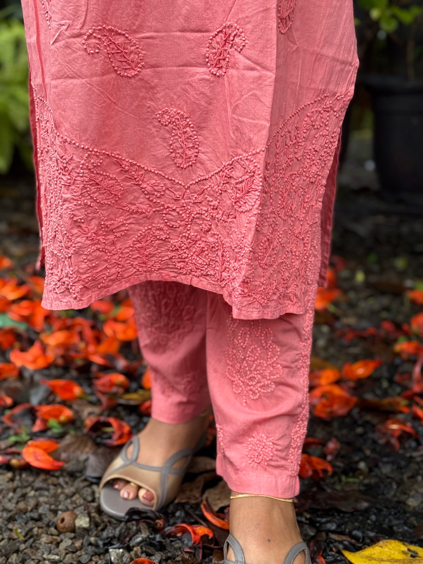 Straight Kurti and pant PRE-ORDER - Neon Peach