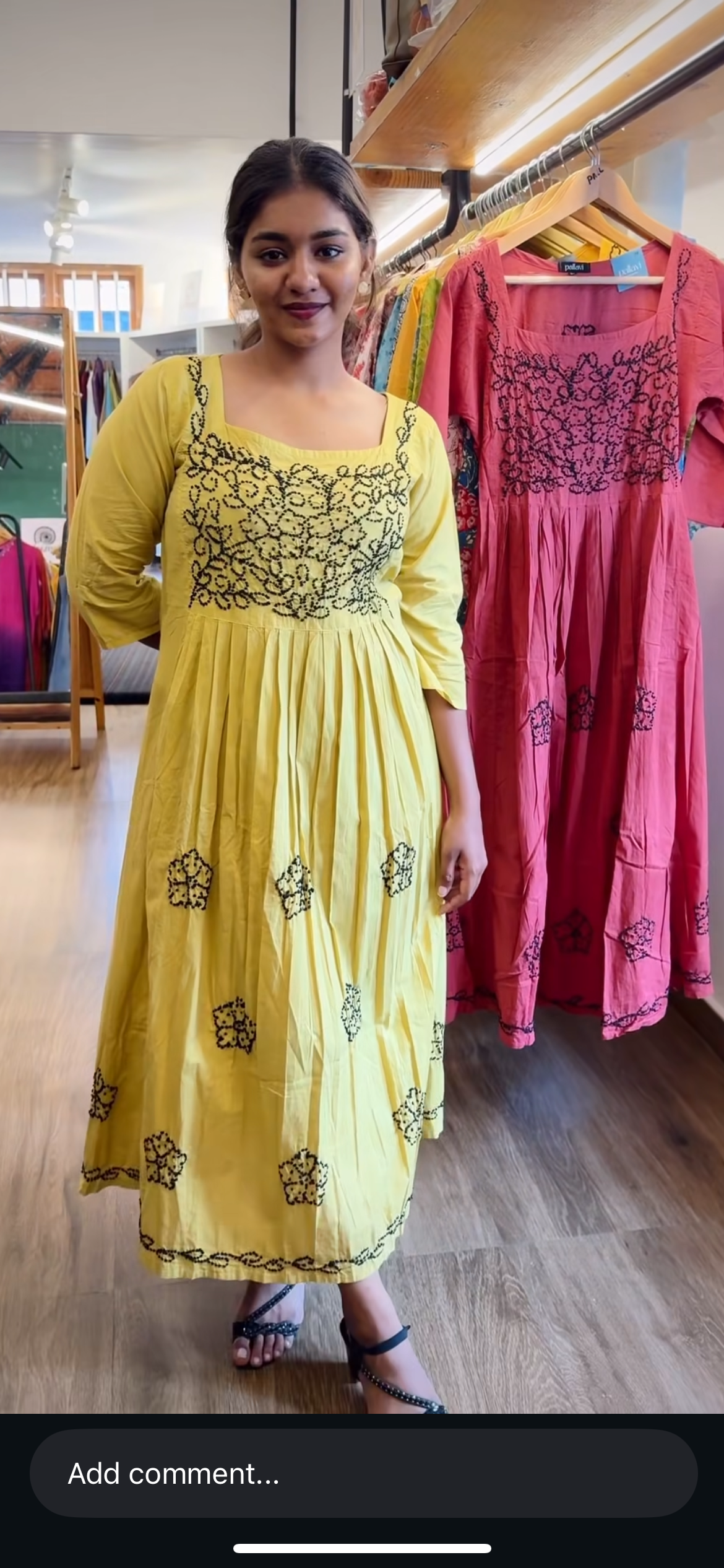 Pleated dress  PRE-ORDER -Black knots on Lime Yellow