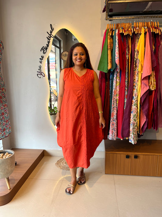 Balloon dress - Rust orange