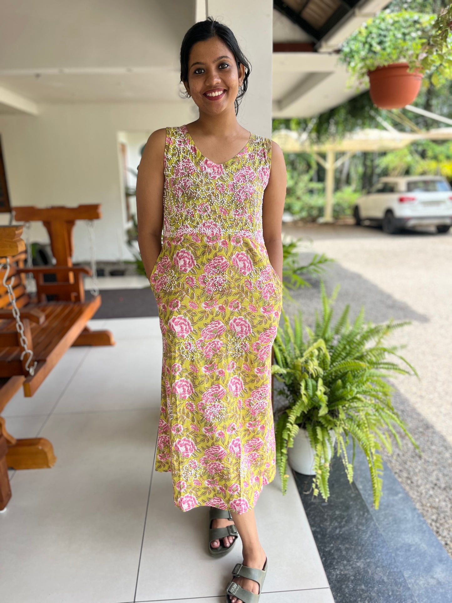 Sleeveless A-line Dress - Pinkcurrent