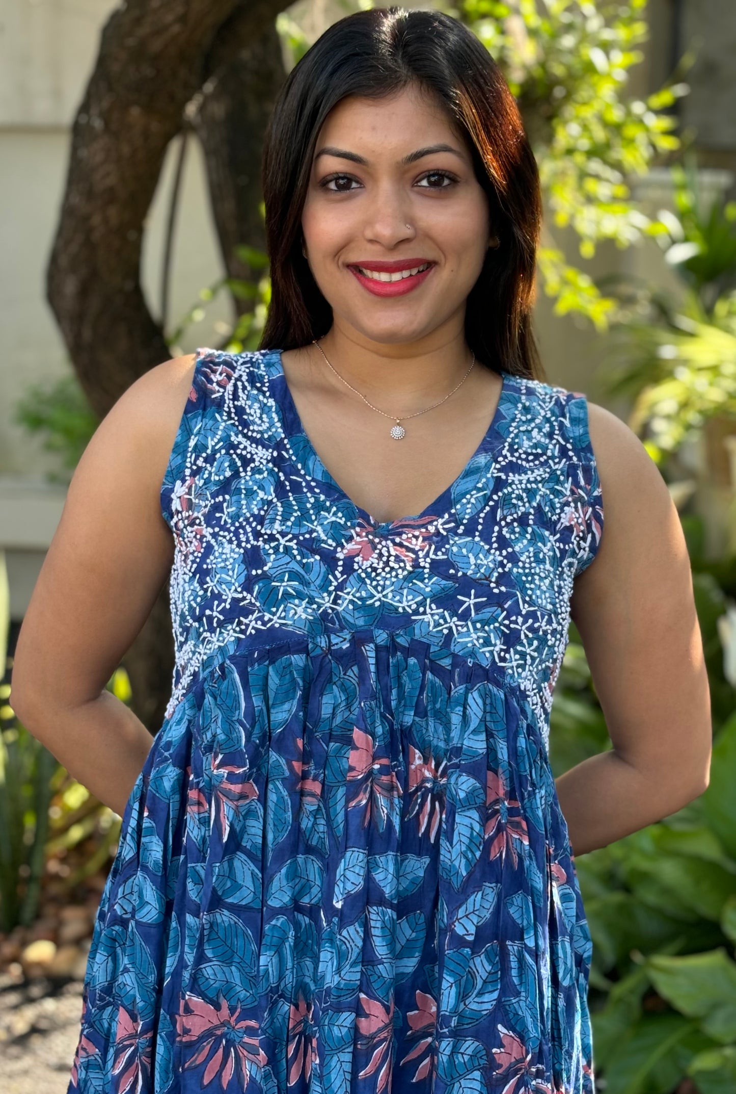 Sleeveless Aliya cut dress (with work on front and back) PRE-ORDER - Neelima