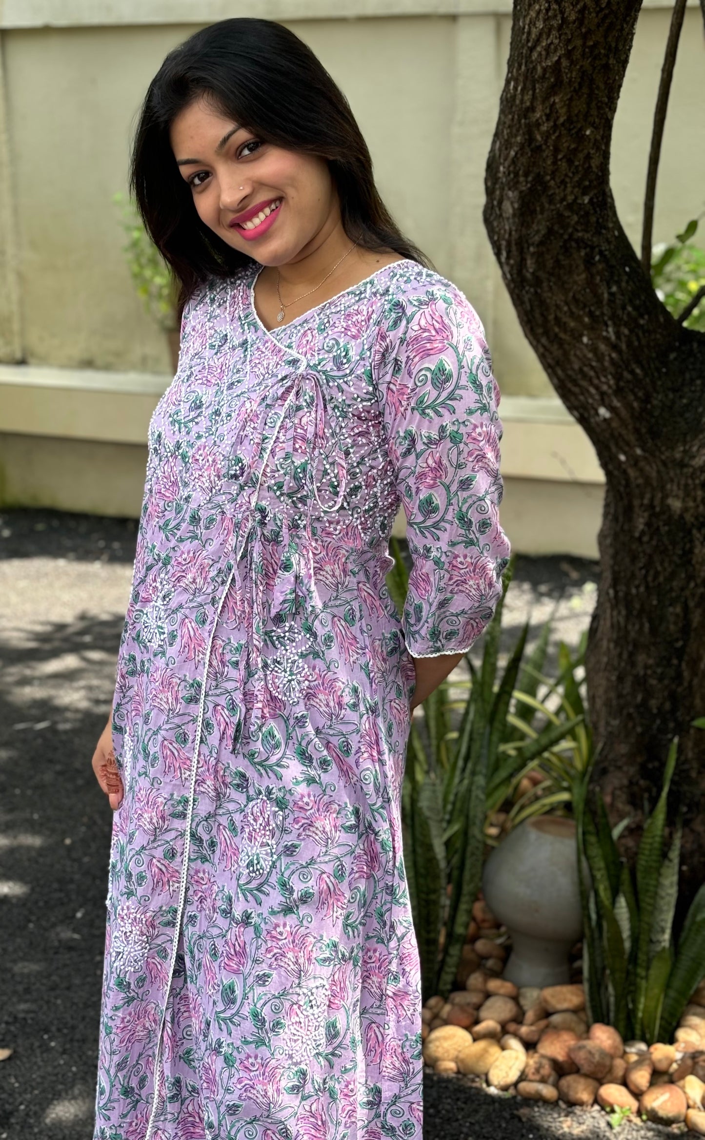 Angrakha Kurti and pant PRE-ORDER - Lavender Smera