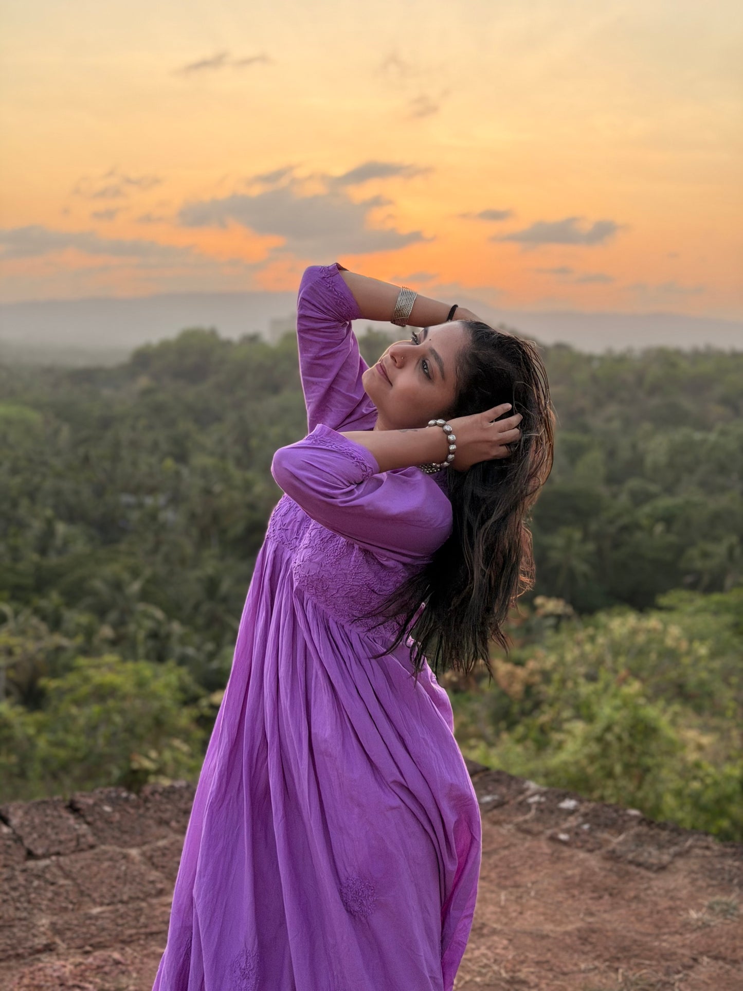 Aliya Cut Dress - Lilac (with work on front and back)