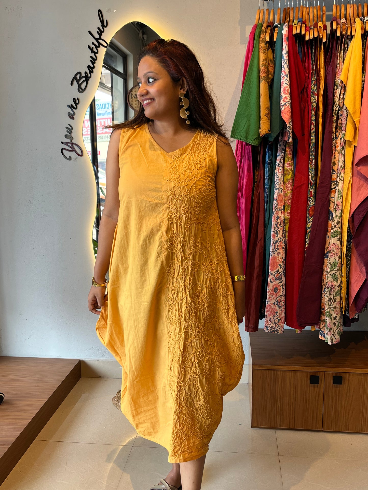 Balloon dress - Mustard Yellow