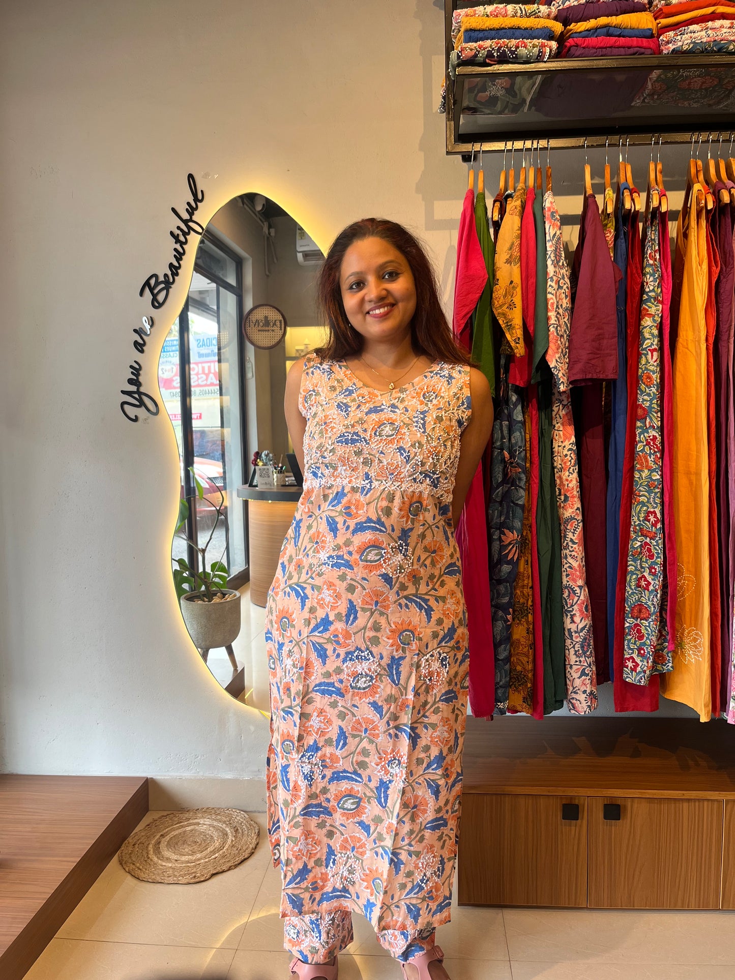Sleeveless Straight Kurti and pant PRE-ORDER - Rhea