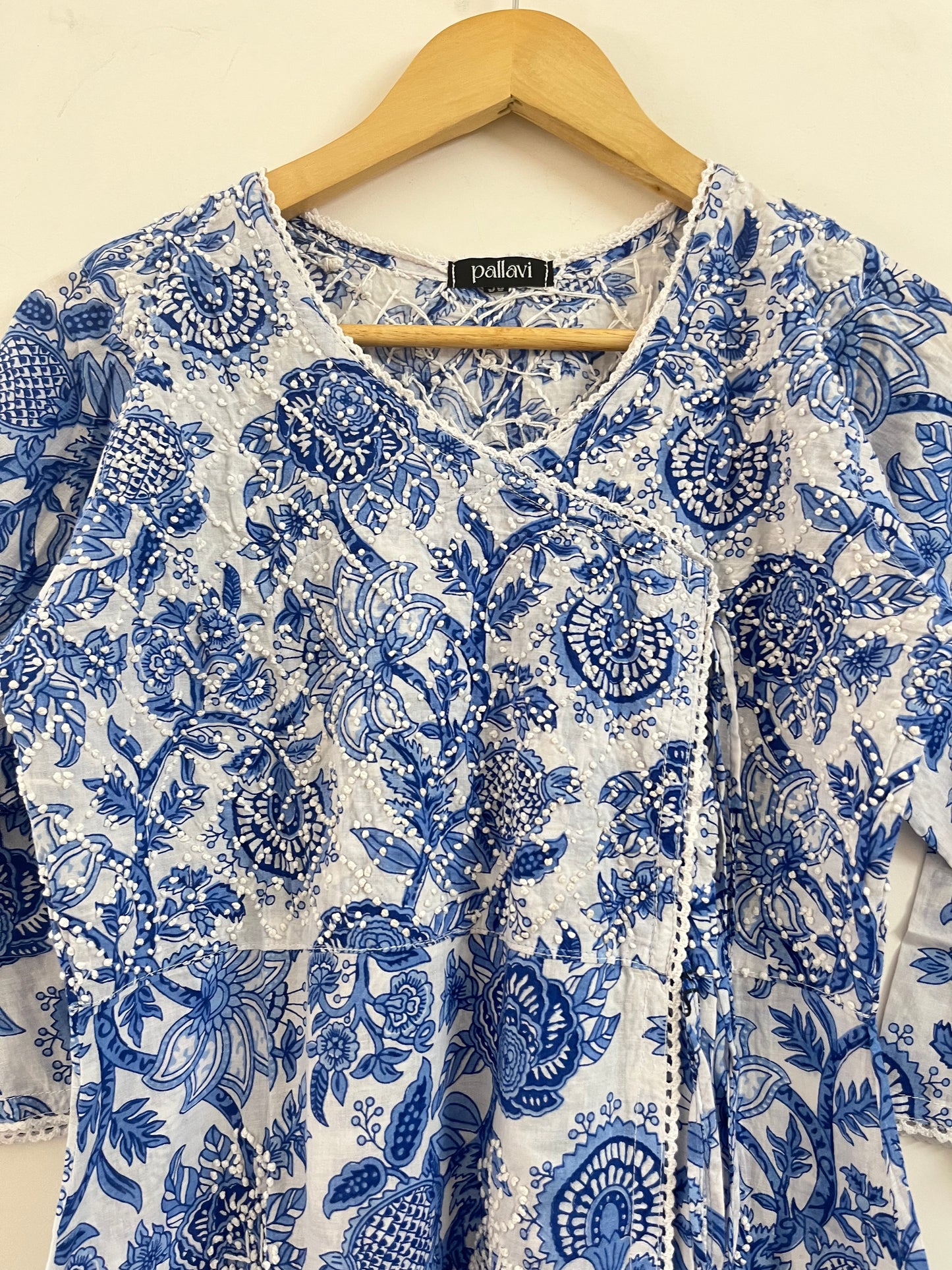 Angrakha - Floral White Blue