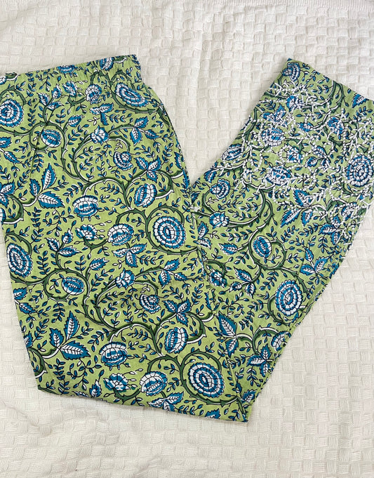 Printed Pants - Floral Pista Green