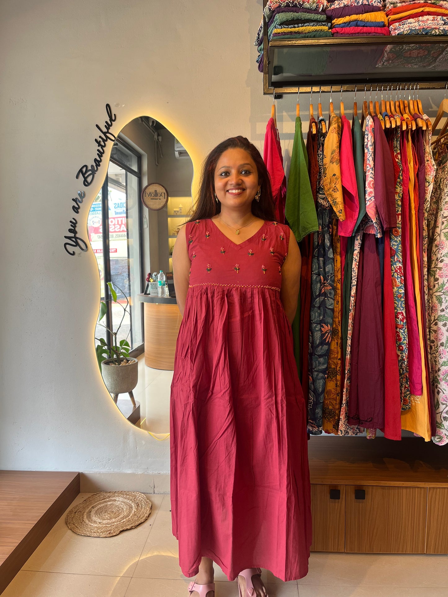 Blush and Bloom  Dress - Maroon