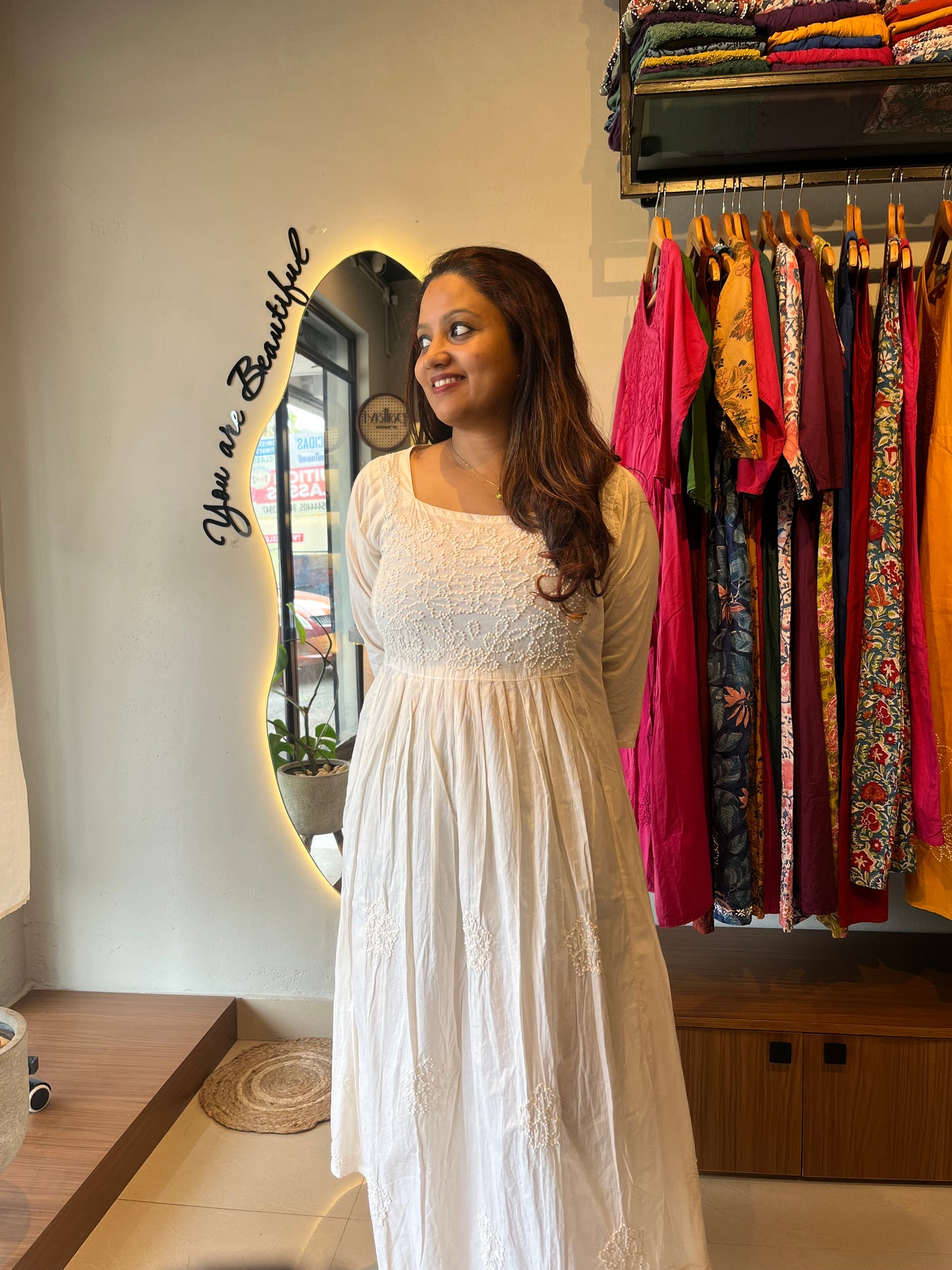 Pleated dress - Off-white