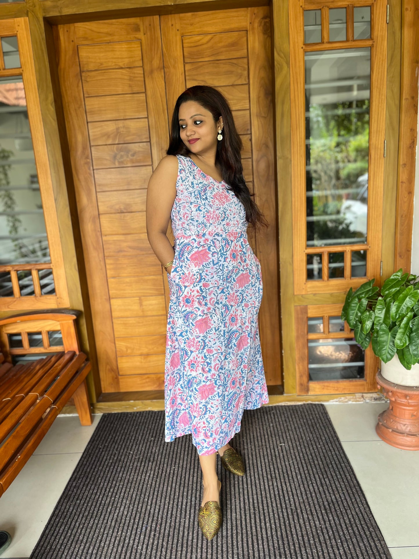 Sleeveless A-line Dress - Varnika