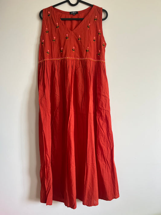 Blush and Bloom  Dress - Dark Rust Orange