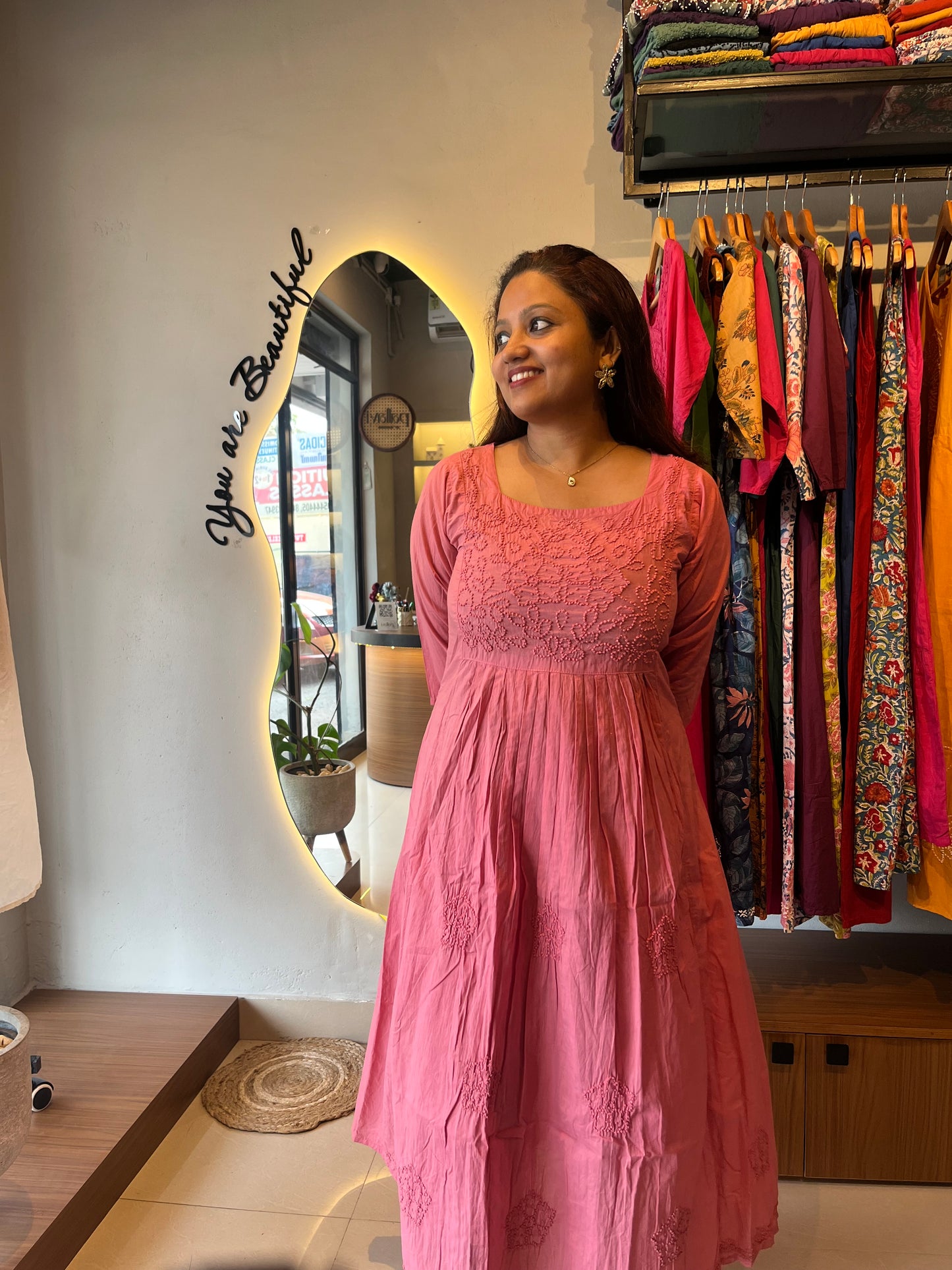 Pleated dress - Nude Pink