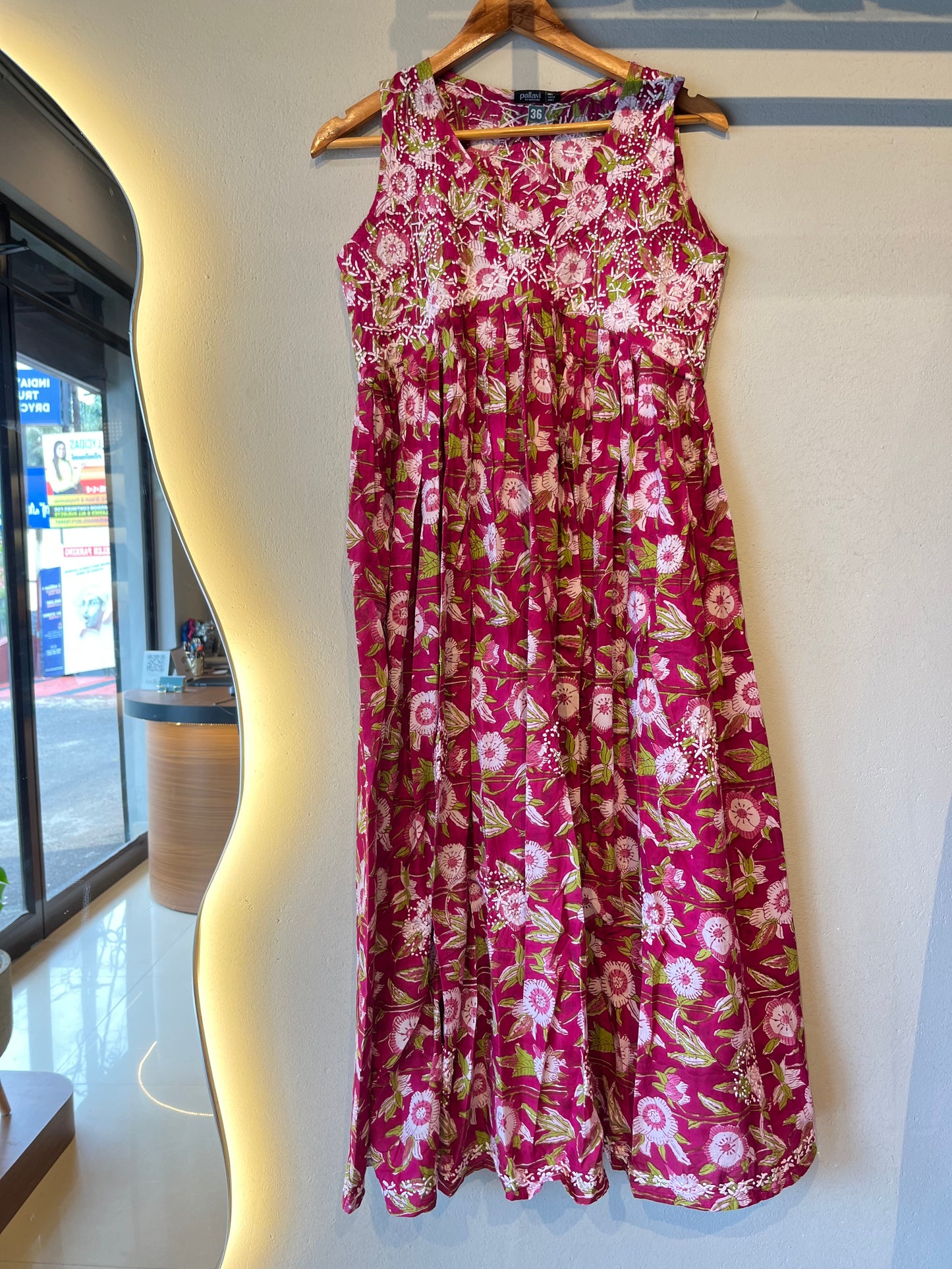 Sleeveless Aliya cut dress (with work on front and back) - Purple Vega