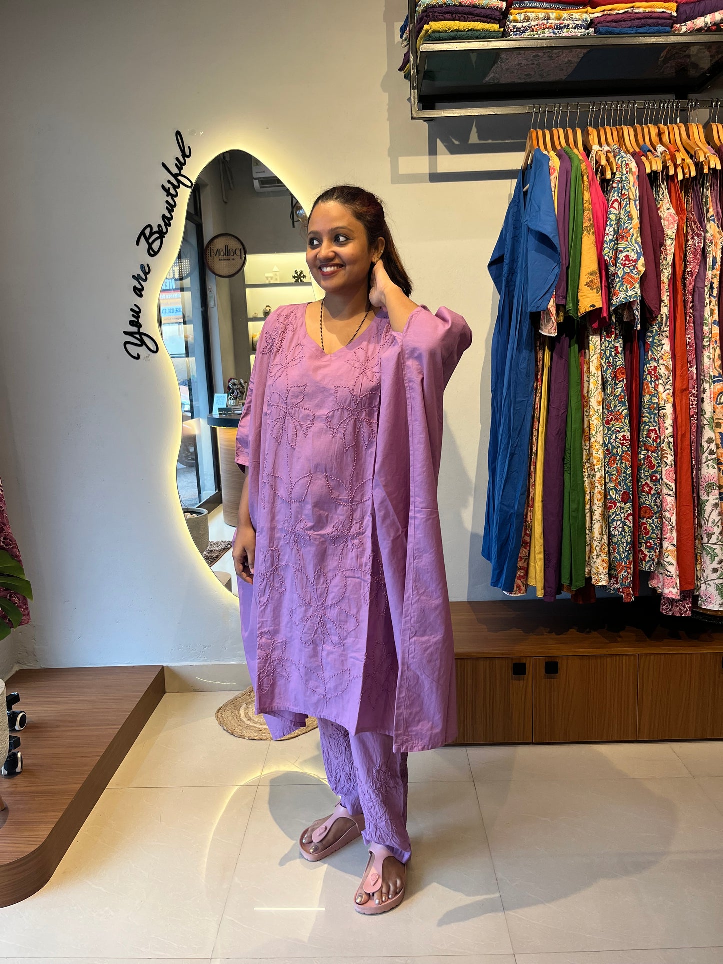 Kaftan top and pant - Pale lavender