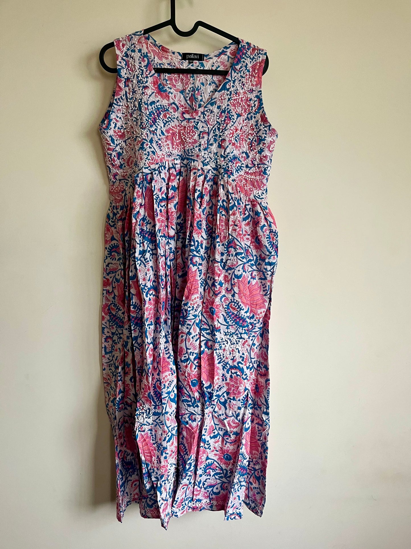 Sleeveless Aliya cut dress (with work on front and back) - Varnika