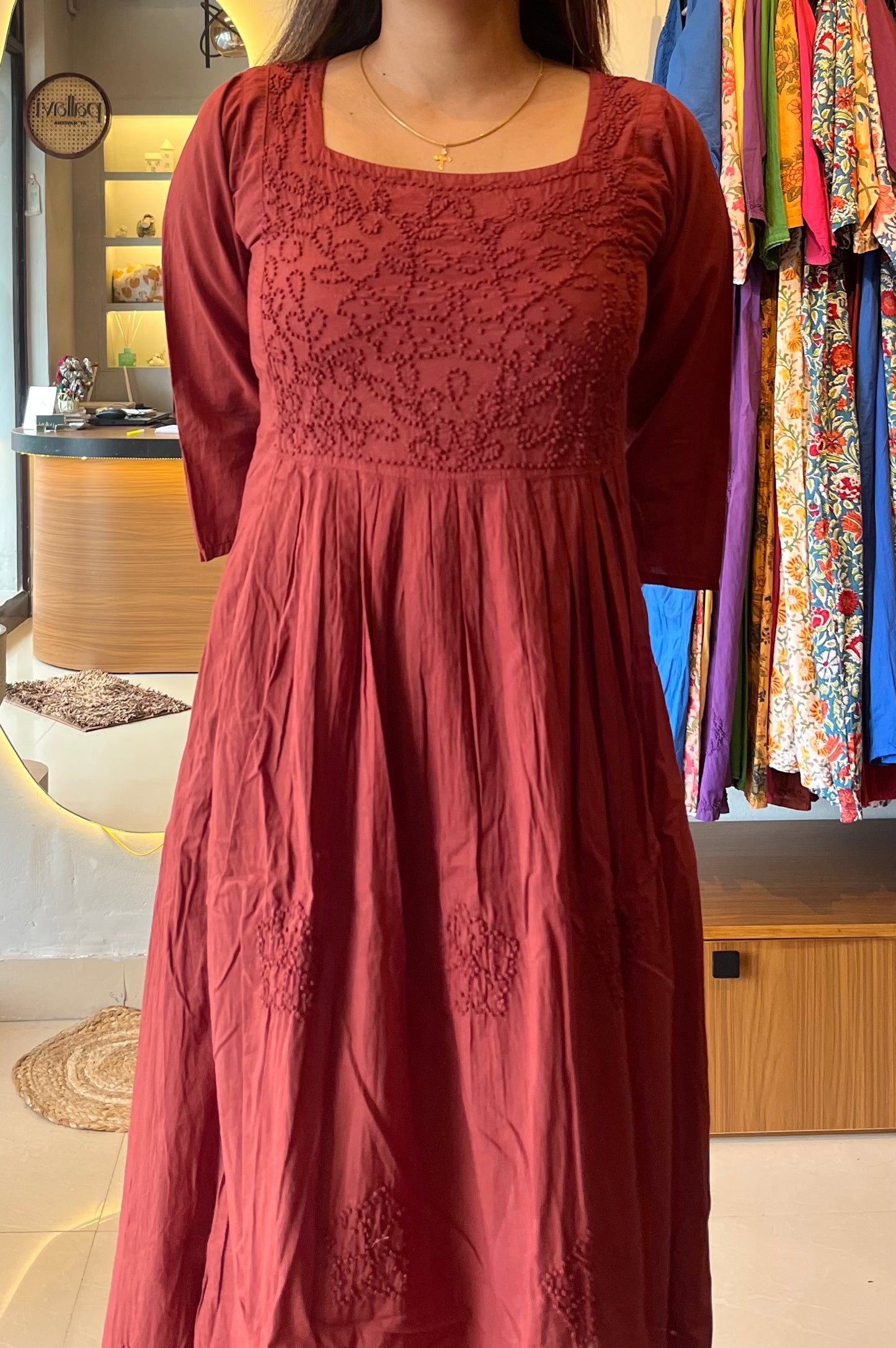 Pleated dress - Cinnamon brown