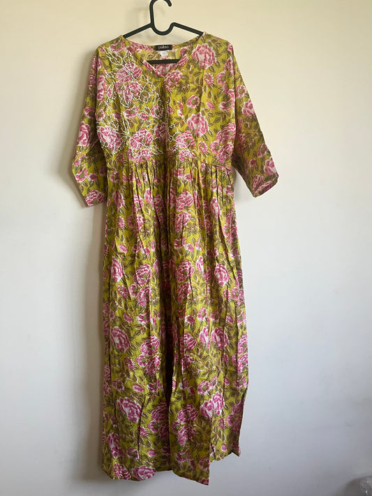 Pleated Angrakha dress - Pinkcurrent