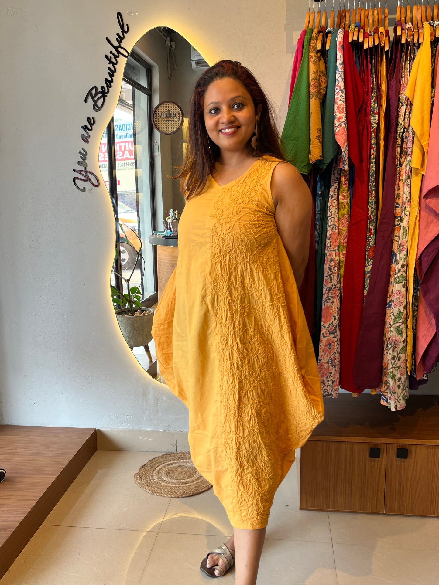 Balloon dress - Mustard Yellow