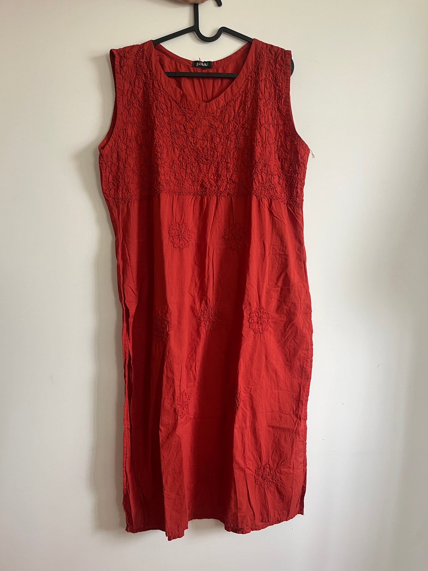 Sleeveless Straight kurti  - Brick Orange