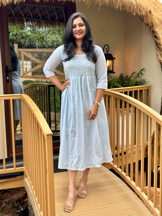 Pleated dress PRE-ORDER  - Powder Blue